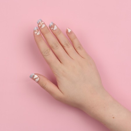 Follow nails “Cloud”, 12 pcs, with adhesive plates, shape soft square, white/purple/transparent color-13