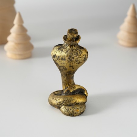 Polystone souvenir "Cobra in the cylinder" Black-gold 3.6x6 cm-3