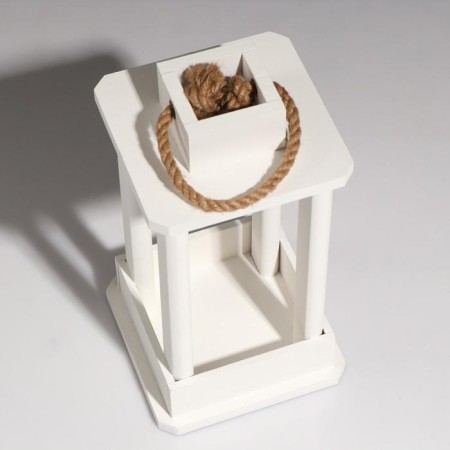 Kashpo Wooden "Lantern", PEAL ROOKE, White, 16 × 16 × 30 cm-2
