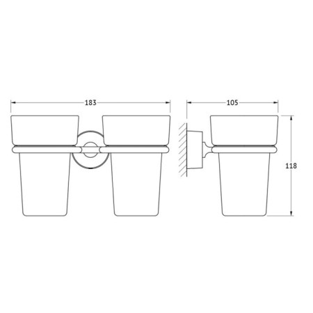 Holder with two glasses, matte crystal, chrome, fbs-1