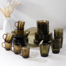 Set of basilico table, 44 items, brown color