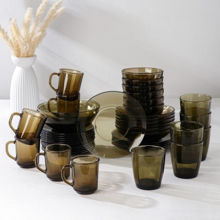 Set of basilico table, 44 items, brown color