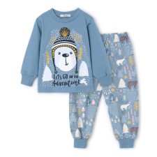 Pajamas for a boy, blue color, height 128 cm