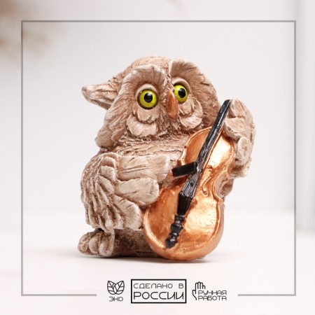 Figure "Owl violinist" brown, 8x6x6cm