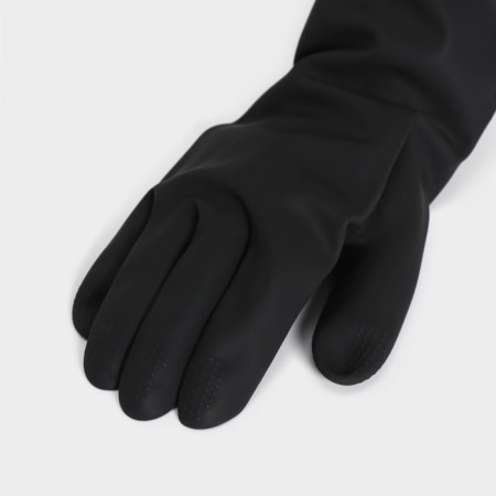 Rubber domestic gloves, shares, size L, super dense, 100 g, black color-1