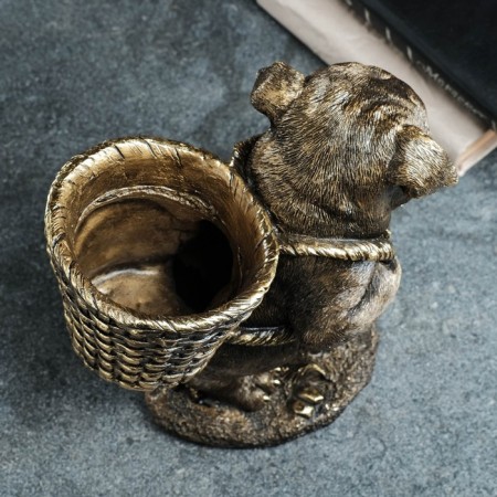 Steam for the little things "Pug with a basket on the back" 13x24x25 cm, bronze with gilding-4