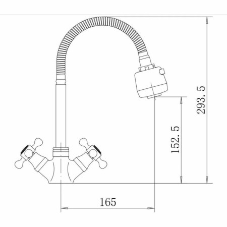 Fashun A4319-A kitchen mixer, two-wound, flexible spout, brass, chrome-1