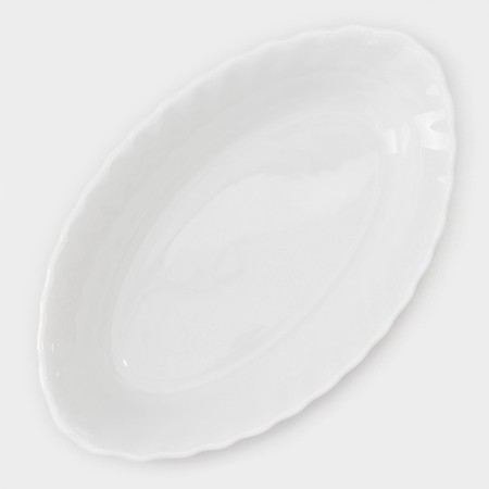 A set of oval plates Luminarc Trianon, D = 22 cm, glass ceramic, 6 pcs, white color-2