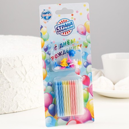 Candles for the cake "Spiral", 5 cm, set: 24 pcs and 12 coasters-6