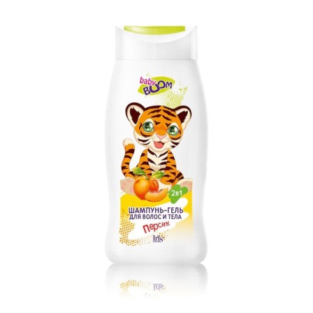 Shampoo-gel Children's Iris Cosmetic Baby Boom, 2 in 1, with peach, 300 ml