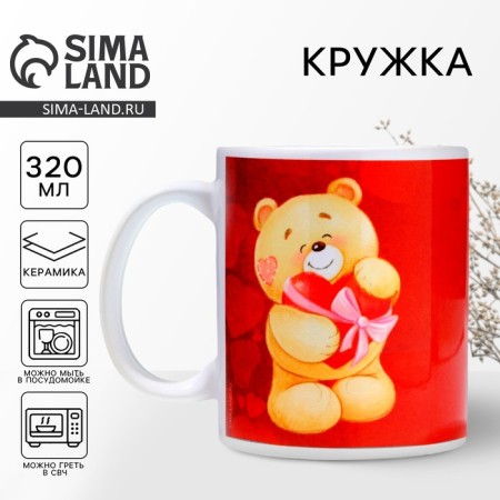 Ceramic "Bear" mug, 320 ml, red color