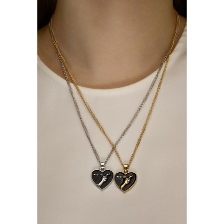 Kulons "Demetrons" Trust Me, black color in silver-gold, 47 cm-1