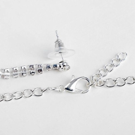 Set 2 objects: earrings, necklace necklace drops, blue-white color in silver, 45 cm-1