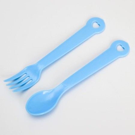 Set of dishes 4 objects, bowl, fork, spoon, stroke hard nose 200 ml., Mix color-6