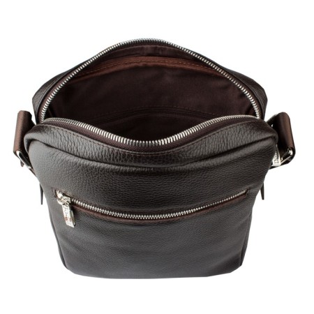 Male bag, lightning department, 2 outer pockets, adjustable belt, brown color-2