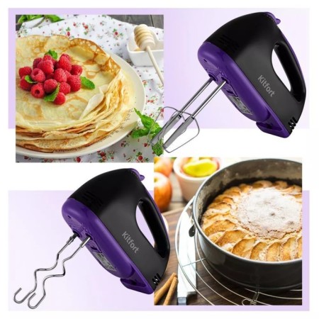 Mixer KitFort KT-3412, 2 in 1, 100 W, 2 l, 7 speeds, black-violet-3