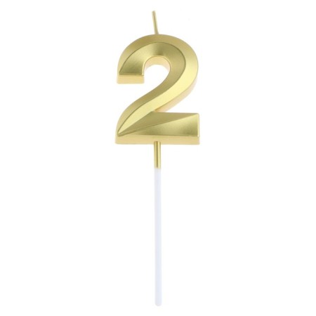 Candle in the cake on the skewer "Fine", the number "2", gold, 5 cm-2
