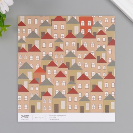 Scrapbooking paper "houses" density 180 grams set 10 pcs 15.5x17 cm-2