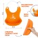 Bibslate for feeding silicone with pockets, orange color