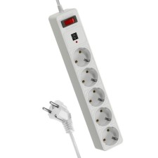 Extension cord with network filter space FKSM3M-5G (W) USB, 5x3m, 10A, IP20