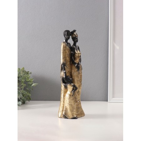 Souvenir Polystone "African Family" outfit with gold patterns 30.5x7.4x10.2 cm-1