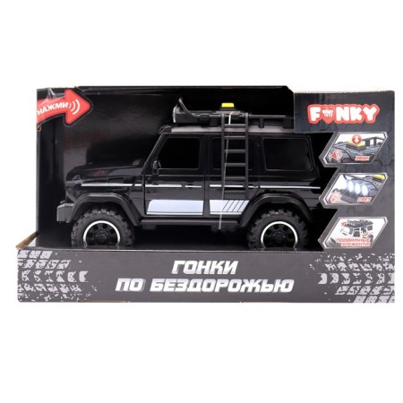 Friction Funky Toys machine "Racing on off -road. SUV ", opening doors, with light and sound, 23 cm, black color-2