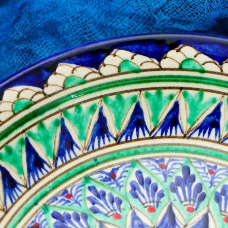 The plate of the Rishtan ceramics "Patterns", blue, deep, 20 cm-3