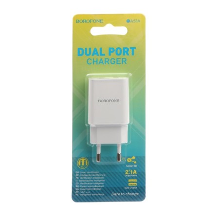 Network charger Borofone BA53A, 2XUSB, 2.1 A, white-3