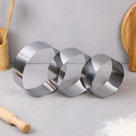 A set of baking forms and calculation "Circle", D-14, 16, 18, H-6.5 cm, 3 pcs-4