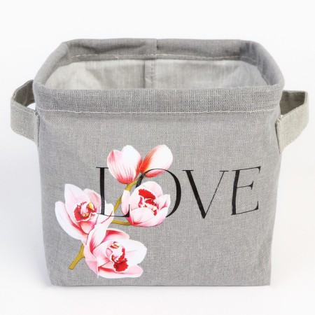 Organizer for storage, coffee for linen waterproof "Love", 14.5 x 13.7 x 14 cm.-1