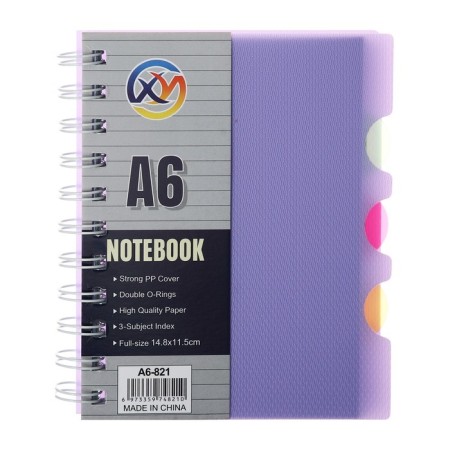Notepad on the crest A6, 100 sheets, line, plastic cover, with neon divisors, mix-5