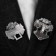 Cardigan clamp "Romb", white color in silver