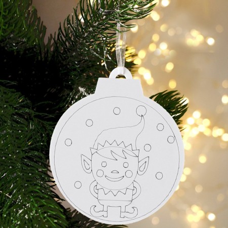 Christmas tree decoration for coloring "Elf" 4 pcs., Brush