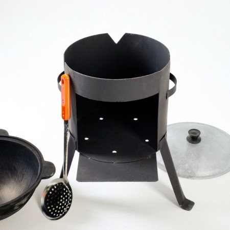 Set for pilaf 3 subjects: cauldron 6 liters, stove for a cauldron, noise 43 cm, seasoning as a gift-2