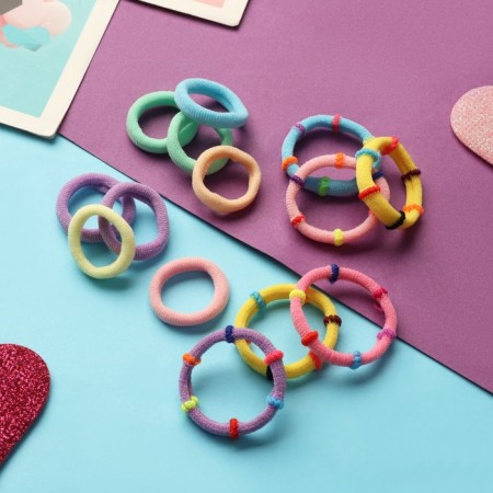 Hair elastic band "Fleeca" (set 40 pcs ± 2) stripes, 2 cm, mix-1