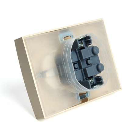 2-seater s/s outlet with a lid, Stekker series Erna, PST16-9015-02, ivory-4