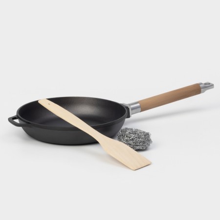 Cast iron pan Wild Kitchen, D = 22 cm, shoulder blade and sponge in the kit-7