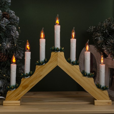 LED figure "Christmas hill" 39.5 × 33 × 5 cm, wood, 220 V, flame effect