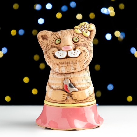 Bell "cat in a dress", ceramics