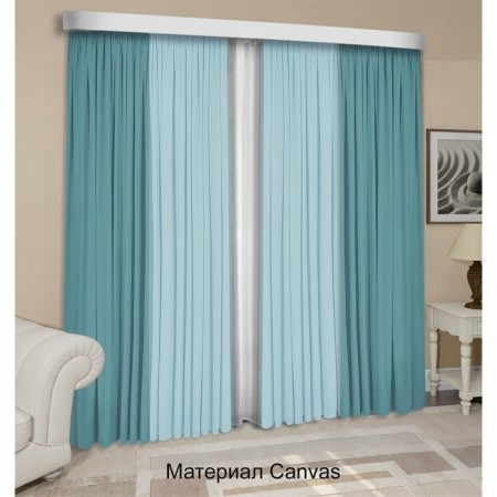 Set of curtains "Canvas", size 200x250 cm, 2 pcs, turquoise color, blue-1