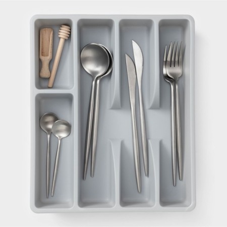Tray for cutlery, 5 departments, 25.5 × 30.7 × 4.6 cm, color gray color