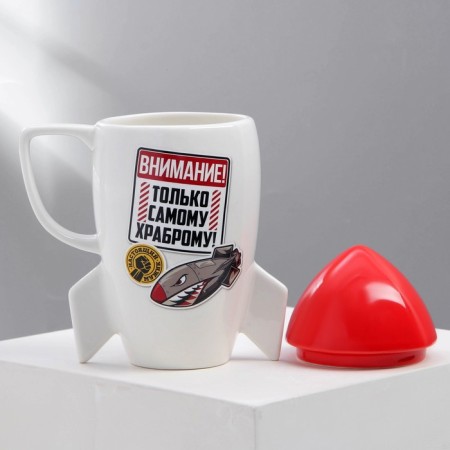 Ceramic mug “The most brave”, 300 ml, white color-4