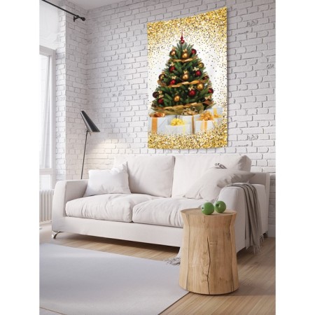 Decorative panel with photo printing "Christmas tree in confetti", vertical, size 100x150 cm