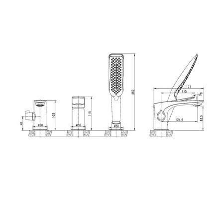 LEMARK LM5945CW bath mixer, built -in, 3 holes, chrome color/white-2