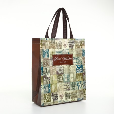 Household bag without fastening, beige color