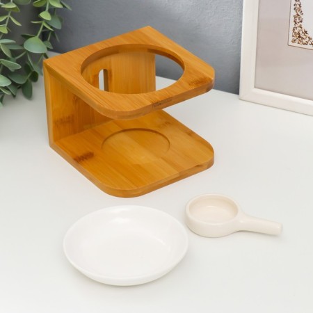 Aroma lamp bamboo, ceramics with a stand under the candle "Style"-2