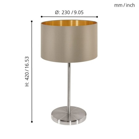Maserlo 1x60W table lamp E27, Nickel 23x23x42 cm-2