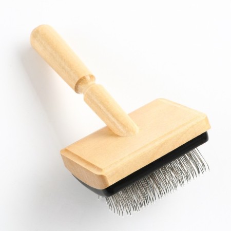 Brush - Wooden Pucrhester "Premium" with drops, for long -haired animals, base 80 x 60 mm-1