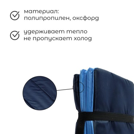 Tourist mat, folding, 170x51x0.8 cm, dark blue/blue color-1