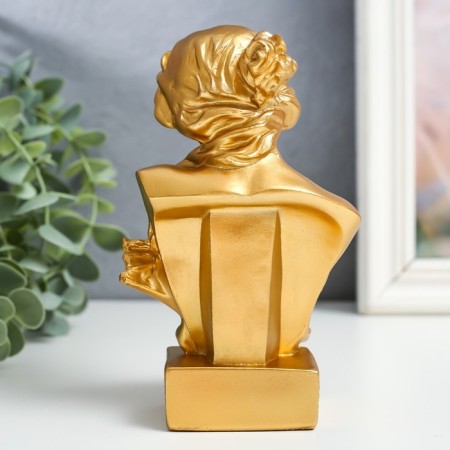 Souvenir Polystone Bust "Girl with lyre" gold 6.2x9.5x15 cm-2